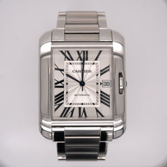 Cartier Tank Anglaise 37mm by 49mm Stainless Steel Mens Watch Silver Dial 3507