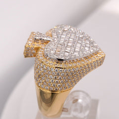 10K YELLOW GOLD 3.0 CARAT SPADE NATURAL BAGUETTE DIAMOND MENS HIP HOP PINKY RING