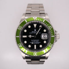 Rolex Submariner Date Kermit 40mm Green Bezel Steel Black Dial Watch 16610LV