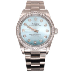 Rolex Oyster Perpetual 31mm 1.75ct Diamonds ICE Blue Steel Watch Ref 77080