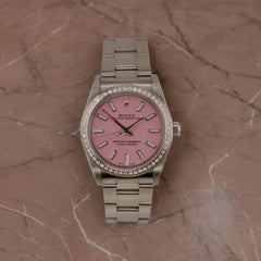 Rolex Oyster Perpetual 31mm 1.50ct Diamonds Pink Dial Steel Automatic Watch