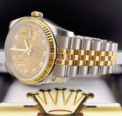 Rolex Datejust 36mm 18k YELLOW Gold & Steel Diamond Fluted Jubilee Watch 116233