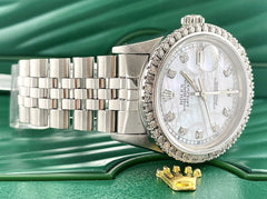 Rolex Men's Datejust 36mm Jubilee Steel ICED 2.50ct Diamonds White MOP Dial