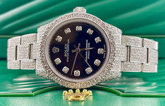 Rolex Oyster Perpetual Ladies 31mm Watch ICED 11ct Genuine Diamonds Ref 177200