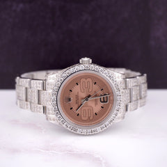 Rolex Oyster Perpetual 31mm Midsize 6ct Diamonds Pink Dial Steel Watch 177234