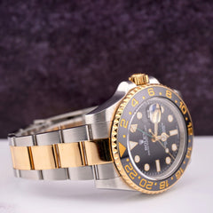 Rolex GMT-MASTER II Date 40mm 18k Gold & Steel Black Dial Oyster Watch 116713LN