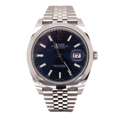 Rolex Mens Datejust 41mm Steel Blue Dial Jubilee Smooth Automatic Watch 126300