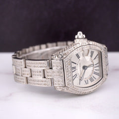 Cartier Roadster 33mm Ladies Watch Custom Iced Out 5ct Genuine Diamonds 2675