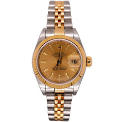 Rolex Ladies Datejust 26mm 18k Yellow Gold & Steel Gold Dial Watch Ref: 69173