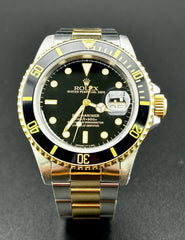 Rolex Submariner Date 40mm 18k Yellow Gold & Steel Black Dial Oyster Watch 16613