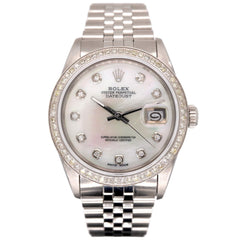 Rolex Men's Datejust 36mm Jubilee Steel Watch ICED 1.50ct Diamonds MOP Dial