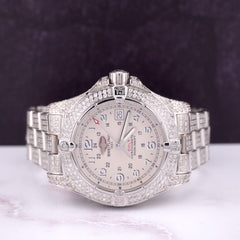 Breitling Colt II Quartz Mens 41mm Iced Out 13ct Diamond White Dial Ref A74380