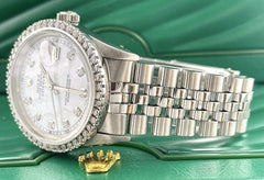 Rolex Men's Datejust 36mm Jubilee Steel ICED 2.50ct Diamonds White MOP Dial