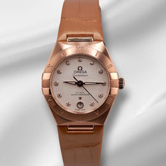 Omega Constellation CoAxial 29mm 18k RG Crystal Diamond Dial 131.53.29.20.52.002