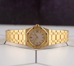 Audemars Piguet 25mm RoyalOak 18k Yellow Gold Ivory Dial Automatic Watch 66270BA