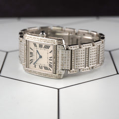 Cartier Tank Francaise Midsize 25mm Custom IcedOut 4ct Genuine Diamonds Ref 2301