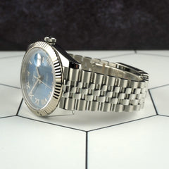 Rolex Datejust 41mm Steel White Gold Blue Roman Dial Men's Watch 126334
