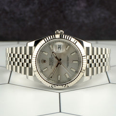 Rolex Datejust 41mm Steel White Gold Silver Dial Jubilee Men's Watch 126334