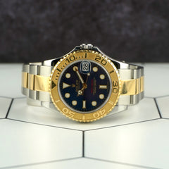 Rolex Yacht-master Midsize 35mm Steel Yellow Gold Blue Dial Men's Watch 168623