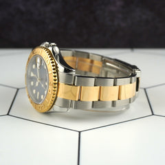 Rolex Yacht-master Midsize 35mm Steel Yellow Gold Blue Dial Men's Watch 168623