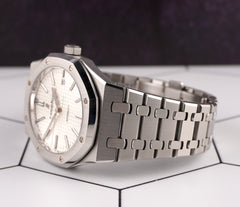 Audemars Piguet 41mm Royal Oak Silver Dial Stainless Steel Watch 15400ST Papers