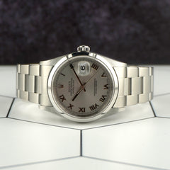 Rolex Datejust 36mm Silver Dial Smooth Bezel Steel Men's Watch 16200 Papers