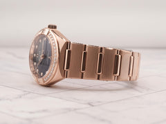 Omega 29mm Constellation 18K RG Blue Diamond Dial Watch 131.55.29.20.53.001