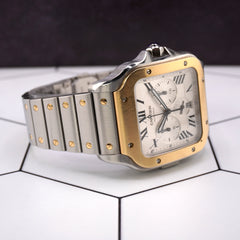 Cartier Santos XL Chronograph 44mm Steel Yellow Gold Mens Watch 4183 Papers