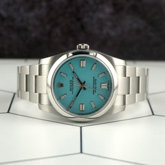 Rolex Oyster Perpetual 36mm Steel Mens Steel Watch Baby Blue Dial 116000