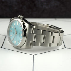 Rolex Oyster Perpetual 36mm Steel Mens Steel Watch Baby Blue Dial 116000