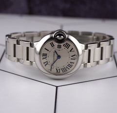 Cartier Ballon Bleu 28mm Silver Dial Steel Ladies Watch 3009 Papers