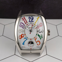 Franck Muller Dual Time Alarm Desk Clock Box Papers Ref- REVPMCURCOL AC