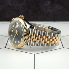 Rolex Datejust 41mm 18K Two-Tone Black Diamond Dial Jubilee Men's Watch 126333