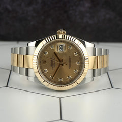 Rolex Datejust 41mm 18K YG / Steel Champagne Diamond Dial Jubilee Watch 126333
