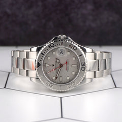 Rolex Yacht-master 35mm Steel Platinum Dial Bezel Men's Watch 168622 Papers