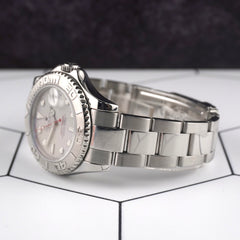 Rolex Yacht-master 35mm Steel Platinum Dial Bezel Men's Watch 168622 Papers