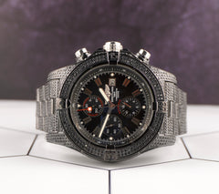 Breitling Super Avenger 48mm 8ct Iced out Black Dial Steel Mens Watch A13370
