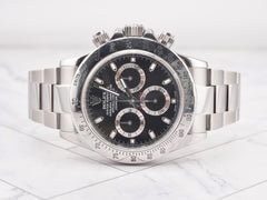 Rolex Daytona 40mm Stainless Steel Black Dial Smooth Oyster Watch 116520