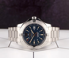 Breitling 44mm Colt Blue Dial Automatic Steel Mens Watch A17388 Papers
