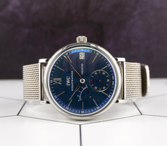 IWC 45mm Portofino Hand Wound Eight Days Blue Dial Steel Men's Watch IW510116