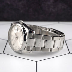 Rolex 34mm Oyster Perpetual Date Silver Dial Steel Men's Watch with Card 115200