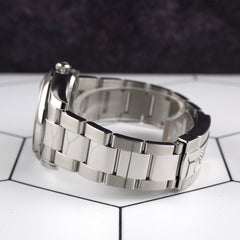 Rolex 34mm Oyster Perpetual Date Silver Dial Steel Men's Watch with Card 115200