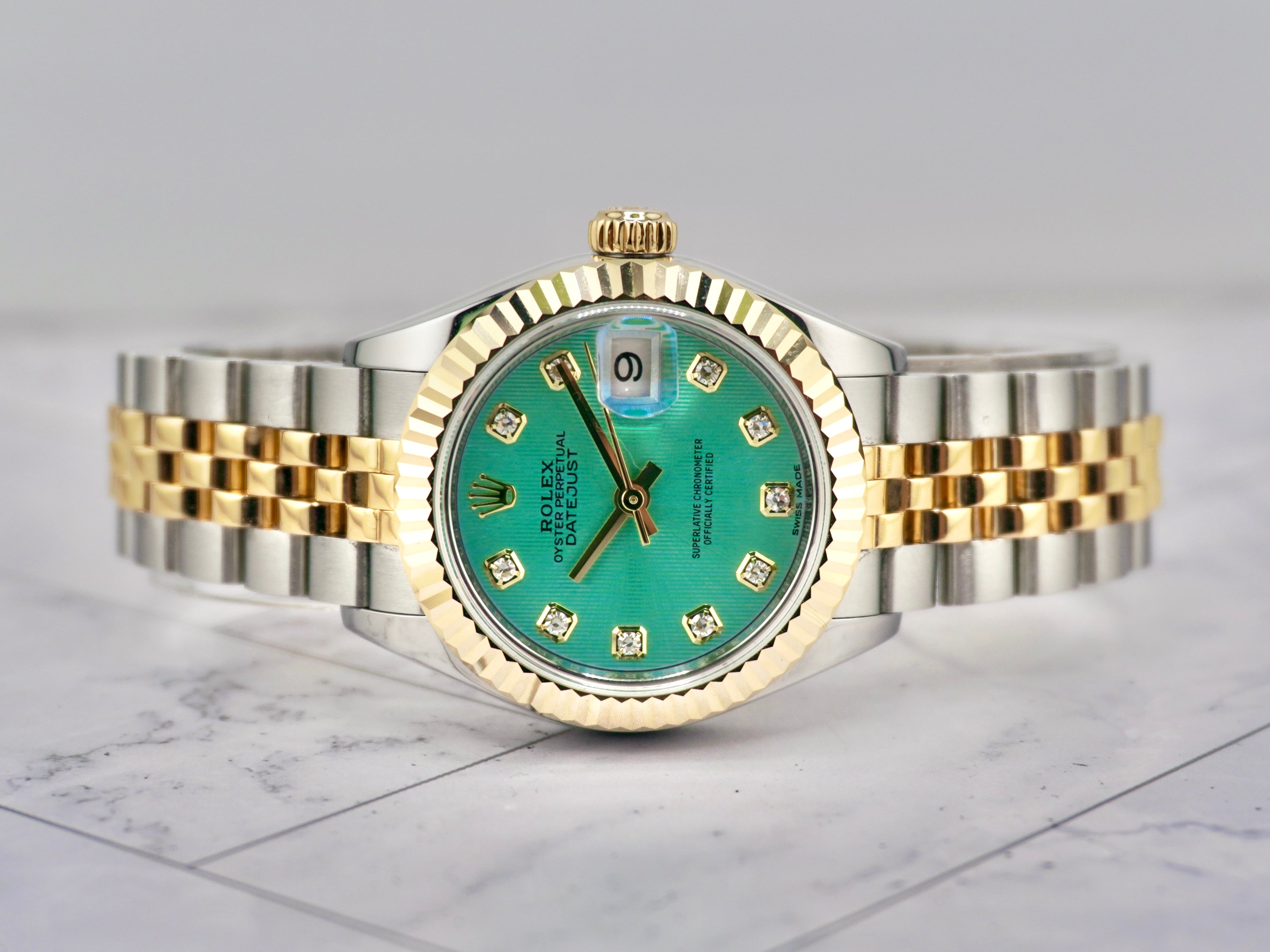 Rolex 28mm Datejust Lady Stainless Steel & Yellow Gold Mint Green