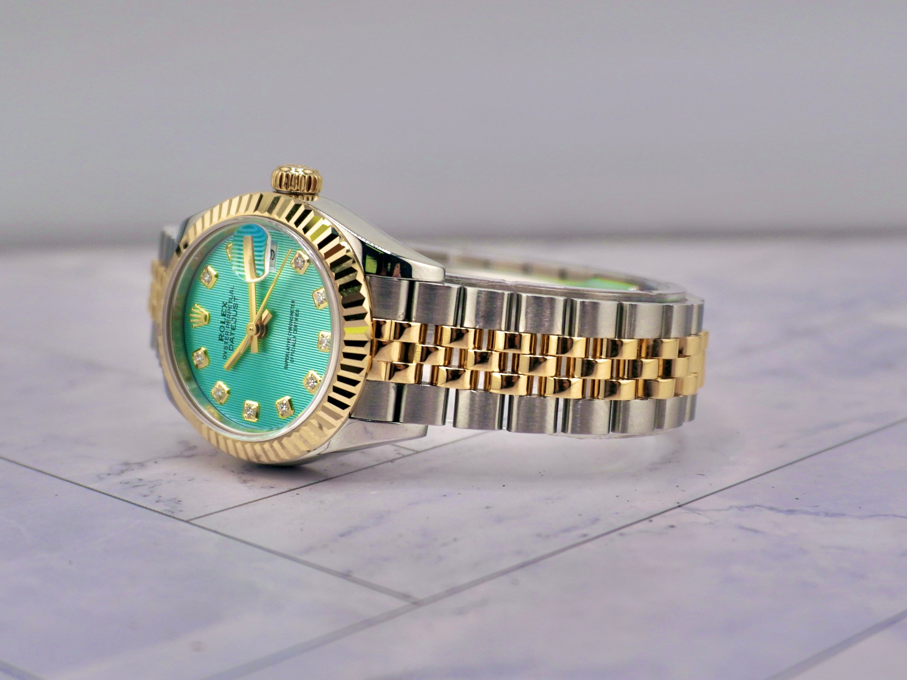 Rolex 28mm Datejust Lady Stainless Steel & Yellow Gold Mint Green