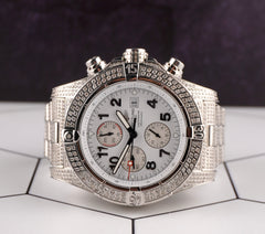 Breitling Super Avenger 48mm 10ct Iced out Diamonds Steel Mens Watch A13370