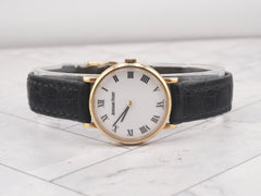 Audemars Piguet Banque 24mm Yellow Gold White Dial Leather Watch BA.77120.0.002
