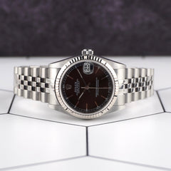Rolex Oyster Perpetual Datejust 31mm Black Dial Steel Jubilee Watch 78274 Papers