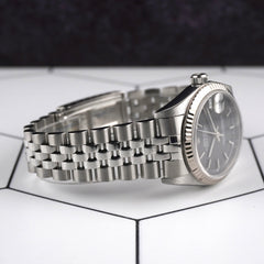 Rolex Oyster Perpetual Datejust 31mm Black Dial Steel Jubilee Watch 78274 Papers