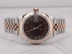 Rolex Datejust Lady 28mm SS & RG Chocolate Dial Fluted Jubilee Watch 279171