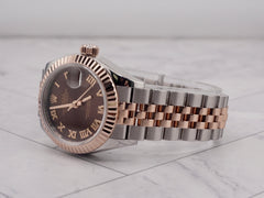 Rolex Datejust Lady 28mm SS & RG Chocolate Dial Fluted Jubilee Watch 279171